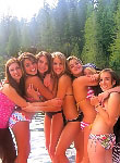 Blonde coed teen strips off indoors and posing for the camera