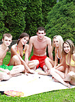 Outdoor fuck party with Sabrina Blond & Little Caprice
