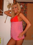Blonde coed teen strips off indoors and posing for the camera